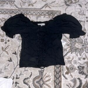 NWT Black off the shoulder crop top with corset front detail.